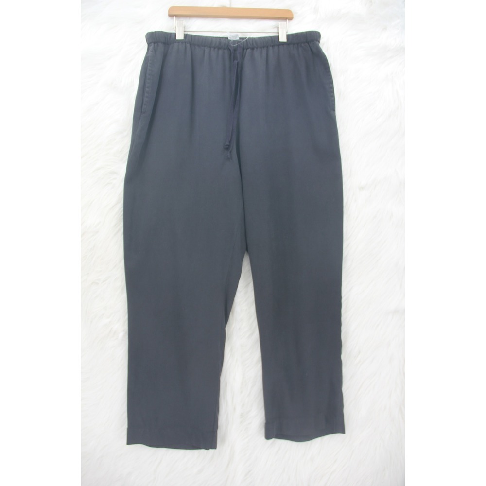 Soft Surroundings Pants Womens Large Petite 100% Silk Straight Leg Elastic Waist